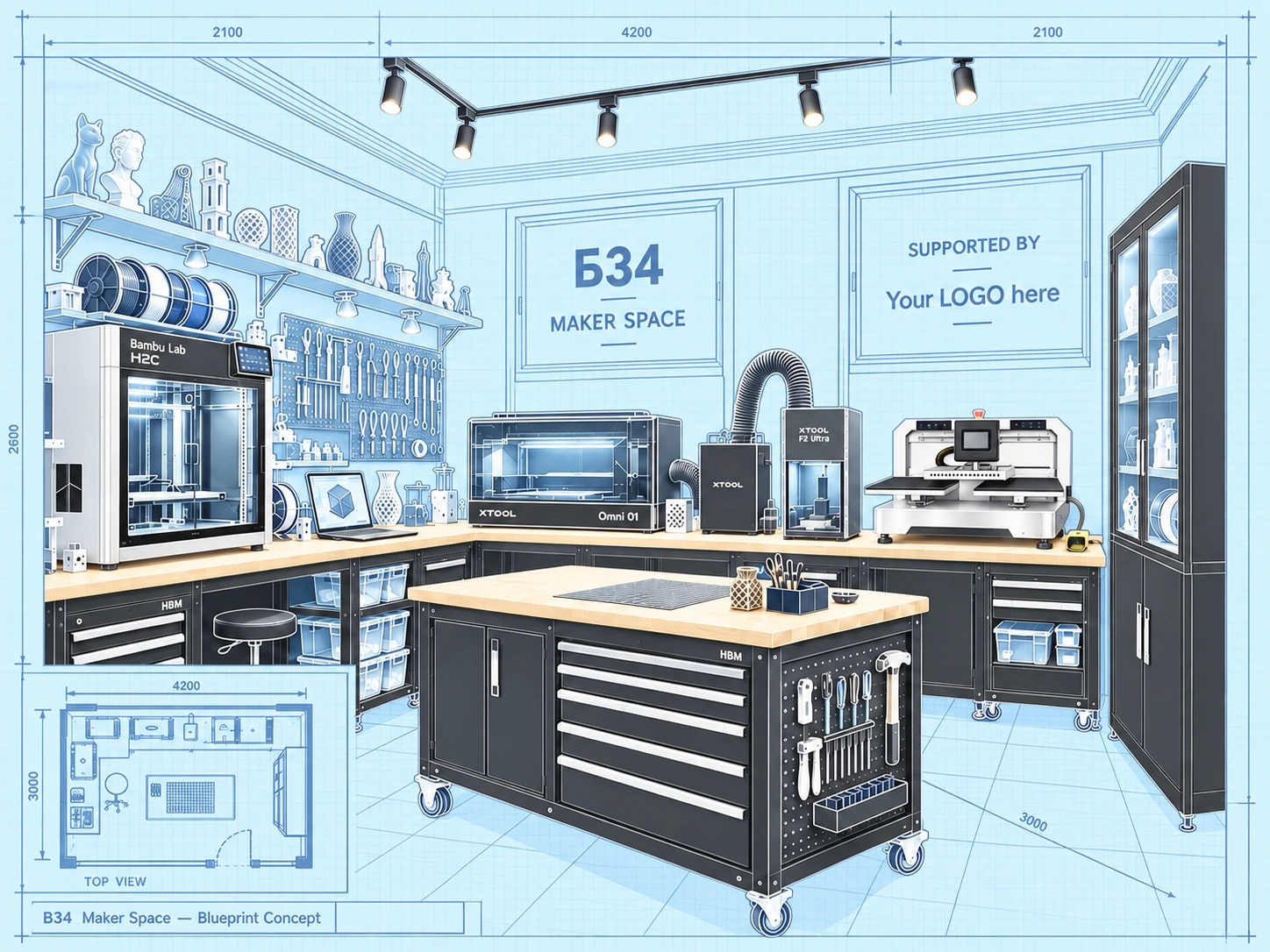 Complete maker lab room visualisation